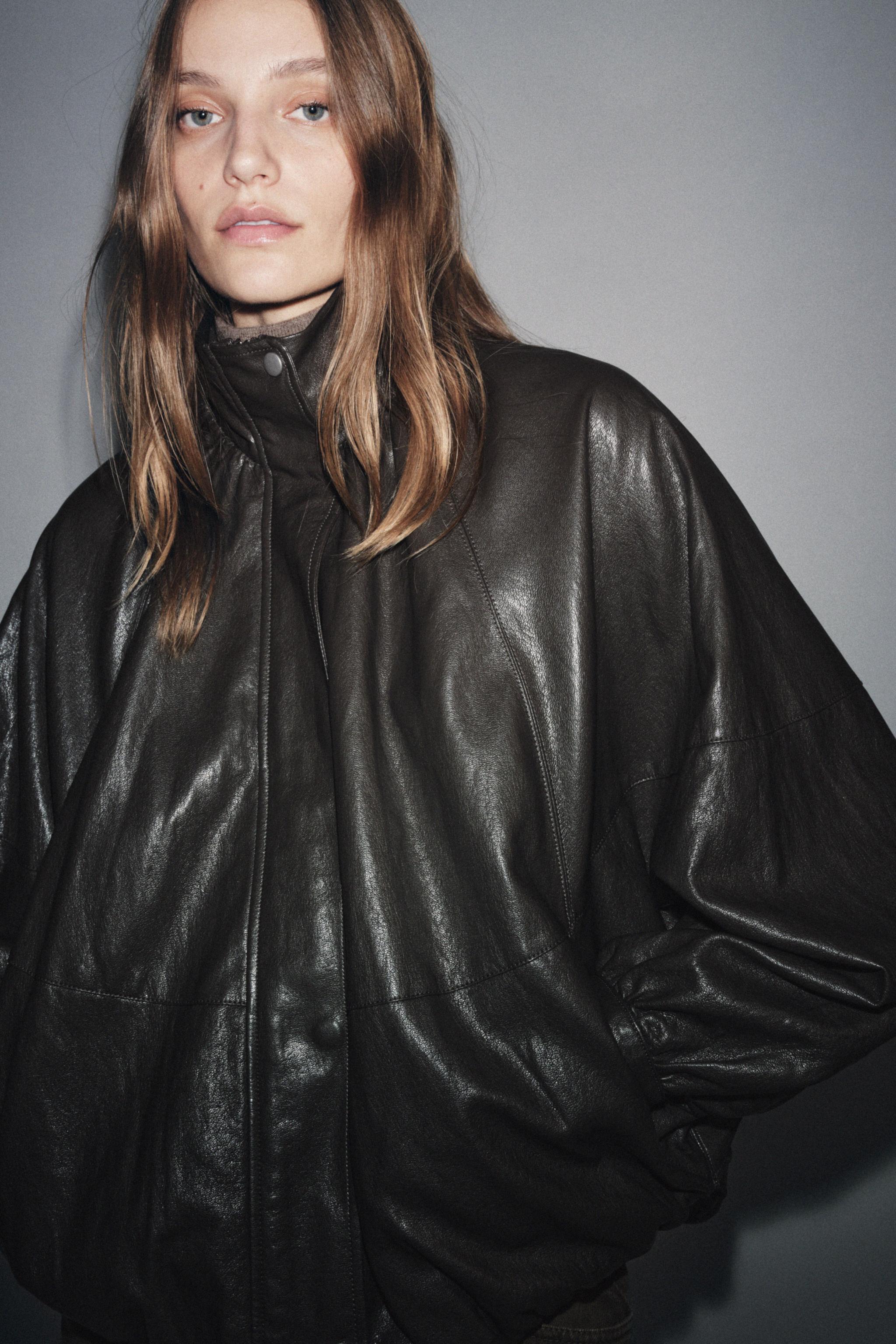 ZW COLLECTION FAUX LEATHER BOMBER JACKET